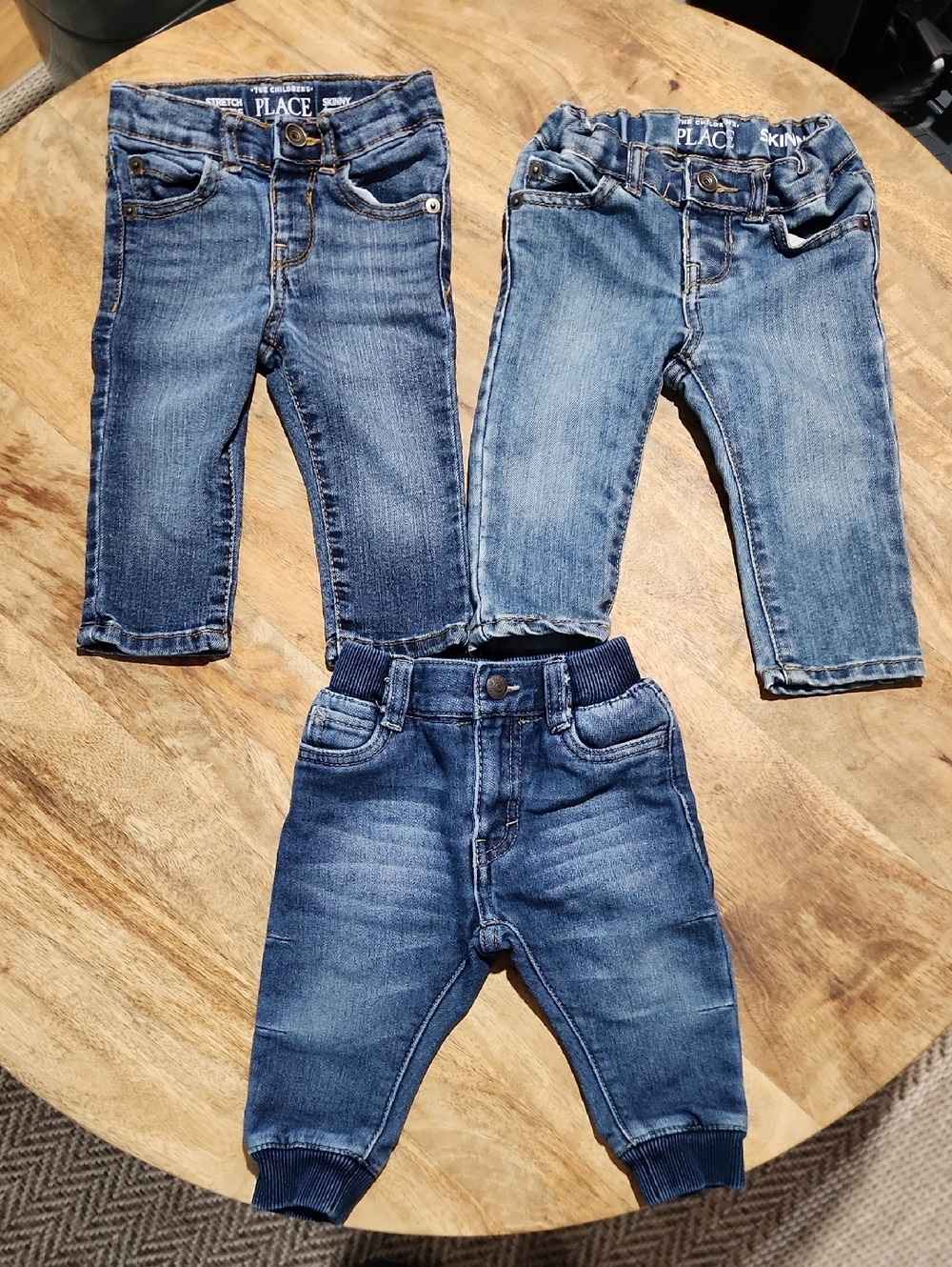 The Children's Place Baby Blue Denim Jeans Trio Size 6-9 Months